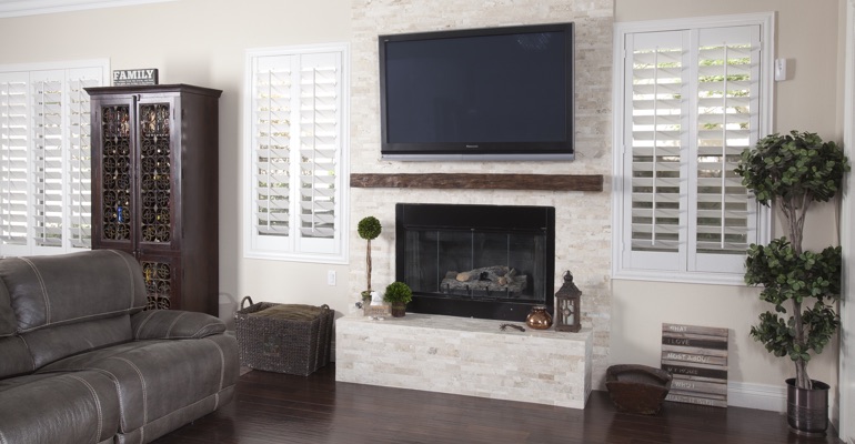 polywood shutters in Dallas living room